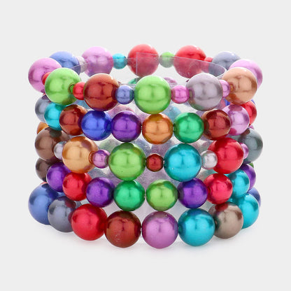 5 PC Pearl Stretch Bracelet