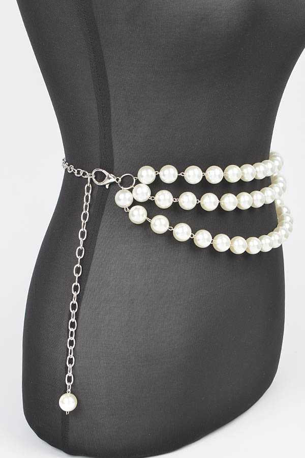 Aaliyah Draped Pearl Station Chain Statement Belt
