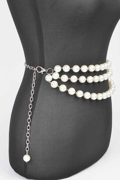 Aaliyah Draped Pearl Station Chain Statement Belt