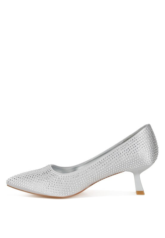 Dinah Rhinestones Embellished Kitten Heel Pumps