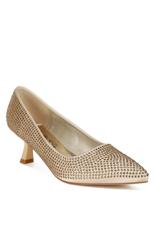 Dinah Rhinestones Embellished Kitten Heel Pumps