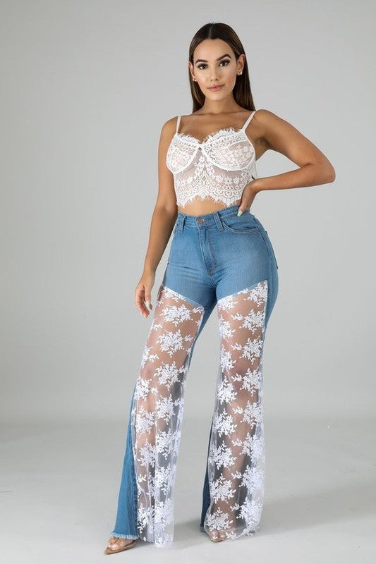 Lace Bell Bottom Jean