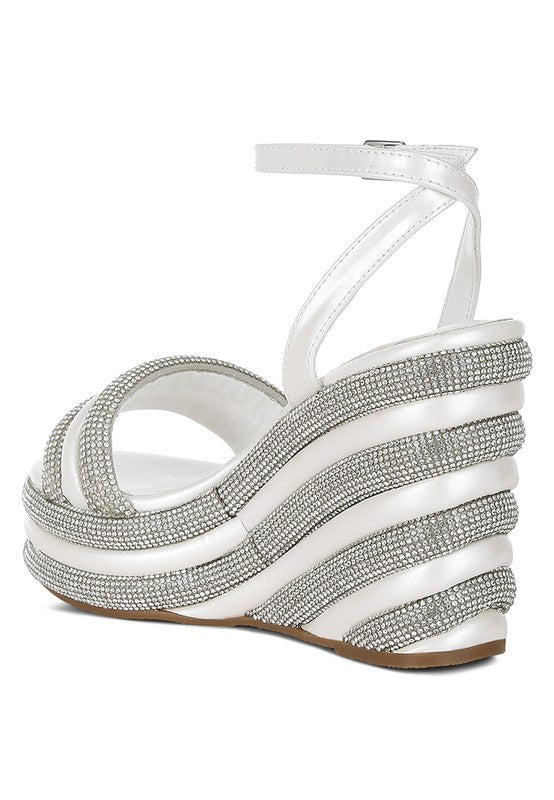 My Bliss Rhinestone Studded Wedge Sandals