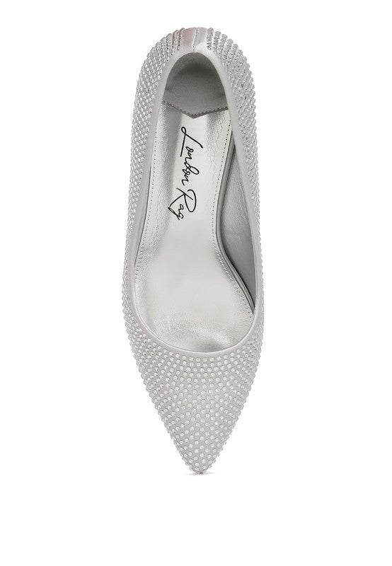 Dinah Rhinestones Embellished Kitten Heel Pumps