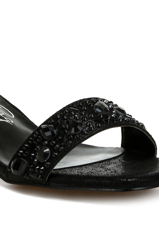 Nocturnal Rhinestone Embellished Shimmer Sandals